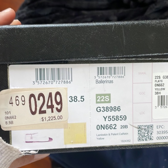 BNWB Chanel Yellow Ankle Chain Ballet Flats Sz 38.5 - Picture 11 of 12